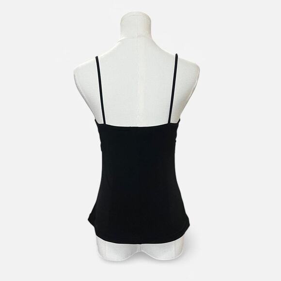 VTG Y2K Hiatus Black Ruched Chiffon Form Fitting Summer Goth Cami Top S/XS - Picture 6 of 7